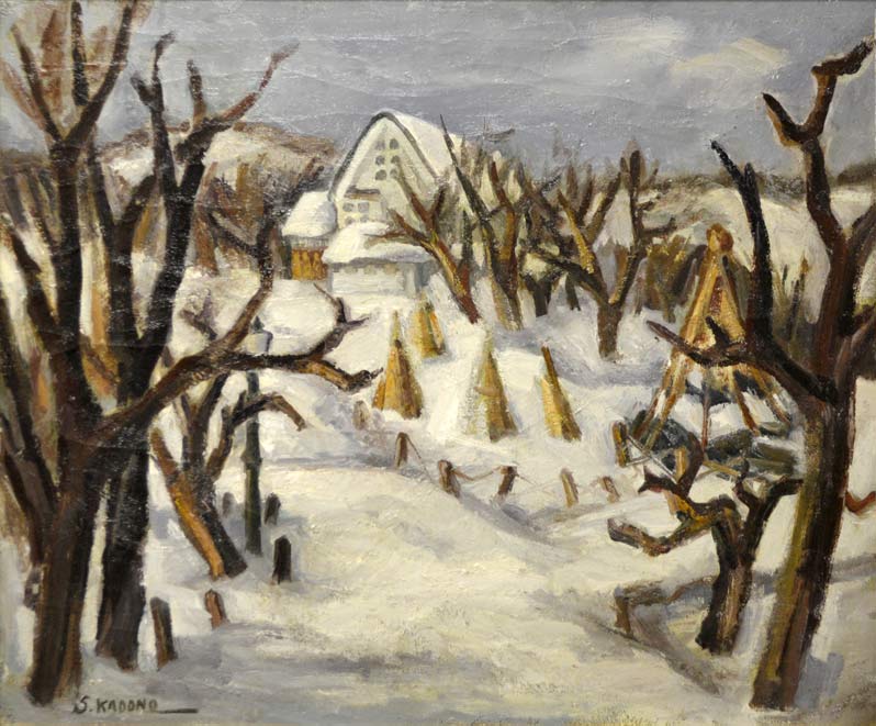 金子誠治(旧制:角野)「小樽冬景色」油絵・F20号 拡大部分1