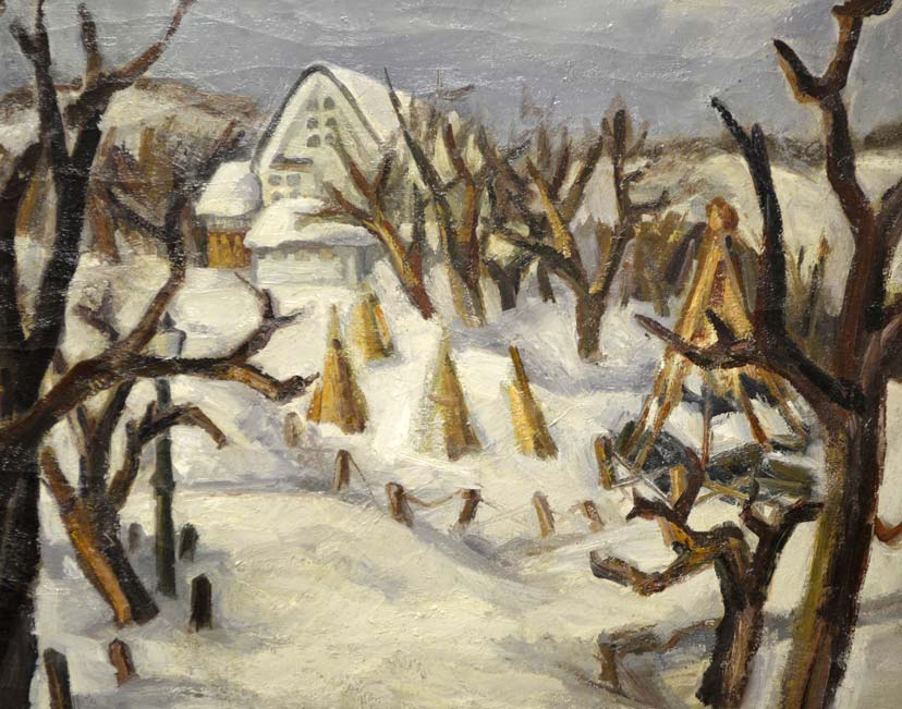 金子誠治(旧制:角野)「小樽冬景色」油絵・F20号 拡大部分2