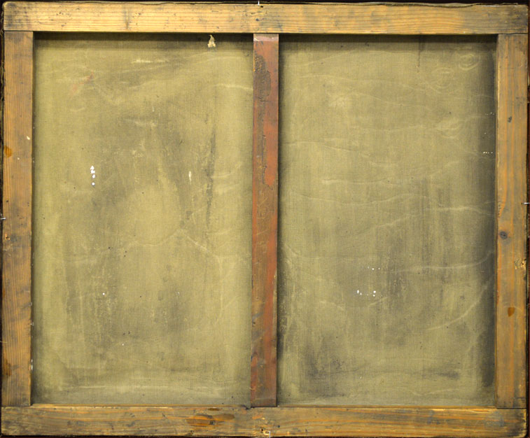 金子誠治(旧制:角野)「小樽冬景色」油絵・F20号 裏書き部分