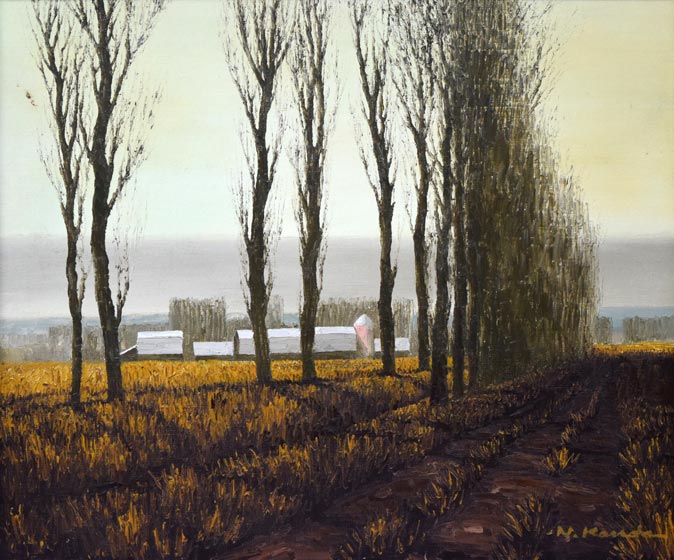 神田日勝「原野」油絵・F8号 作品全体拡大画像