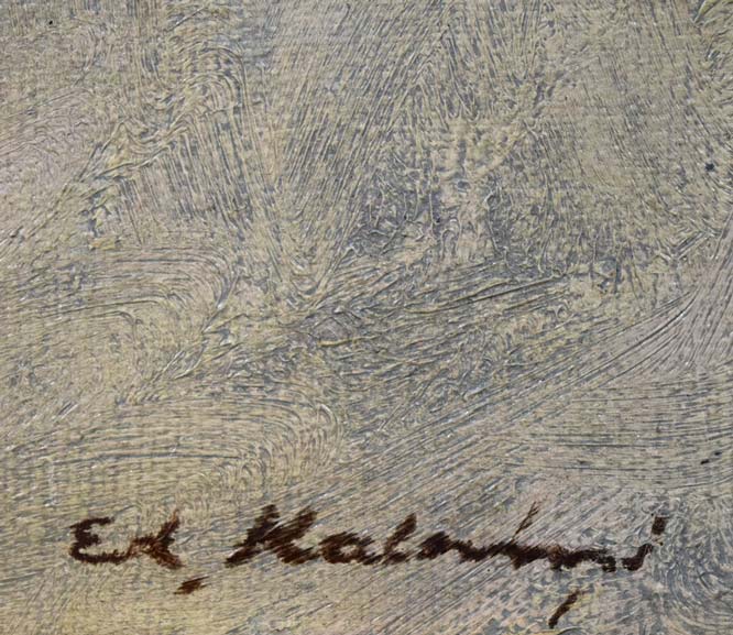 エドゥアルド カルニンシ(Eduards Kalnins)「静かな海辺」油絵・変形25号 サイン拡大画像