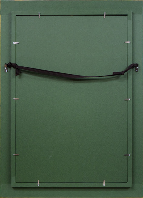 葛西四雄「北の漁村」油絵・M10号 額縁裏側画像