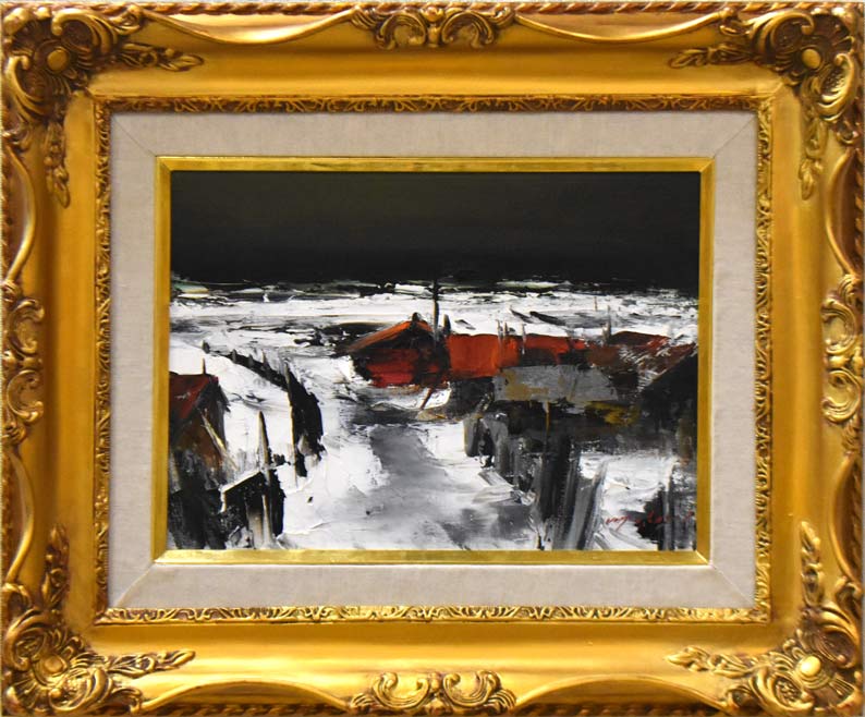 葛西四雄「北の浜」油絵・F4号