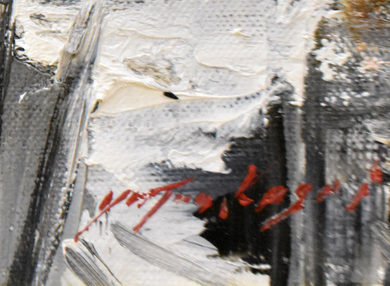 葛西四雄「北の浜」油絵・F4号 サイン部分