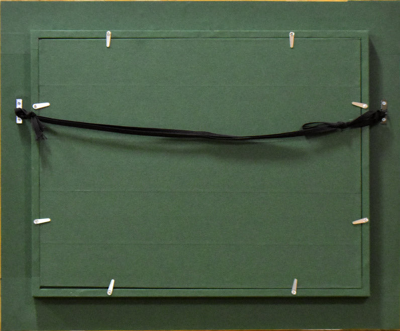 葛西四雄「北の浜」油絵・F4号 額縁裏側部分