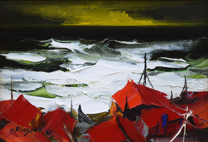 葛西 四雄「北の浜」油絵・SM 作品全体拡大画像