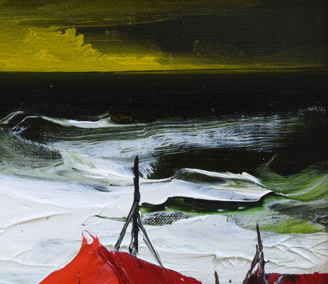 葛西 四雄「北の浜」油絵・SM 拡大画像2