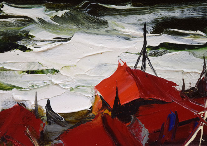 葛西 四雄「北の浜」油絵・SM 拡大画像4