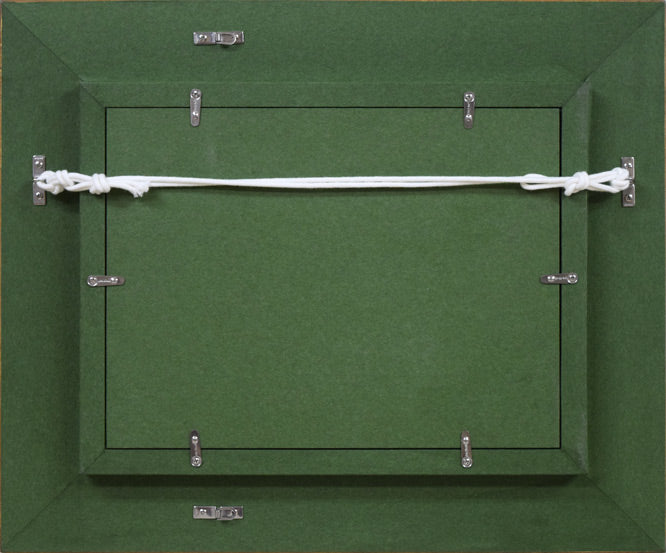 葛西 四雄「北の浜」油絵・SM 額縁裏側画像