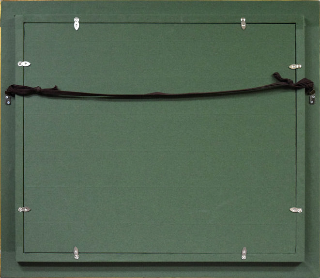 葛西四雄「オホーツク海の日の出」油絵・F8号 額縁裏側画像