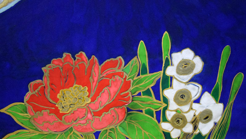 片岡球子「花咲く富士」日本画・F6号 拡大画像3