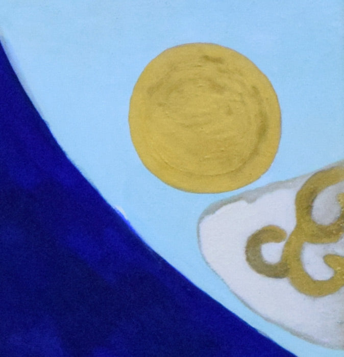 片岡球子「花咲く富士」日本画・F6号 拡大画像4