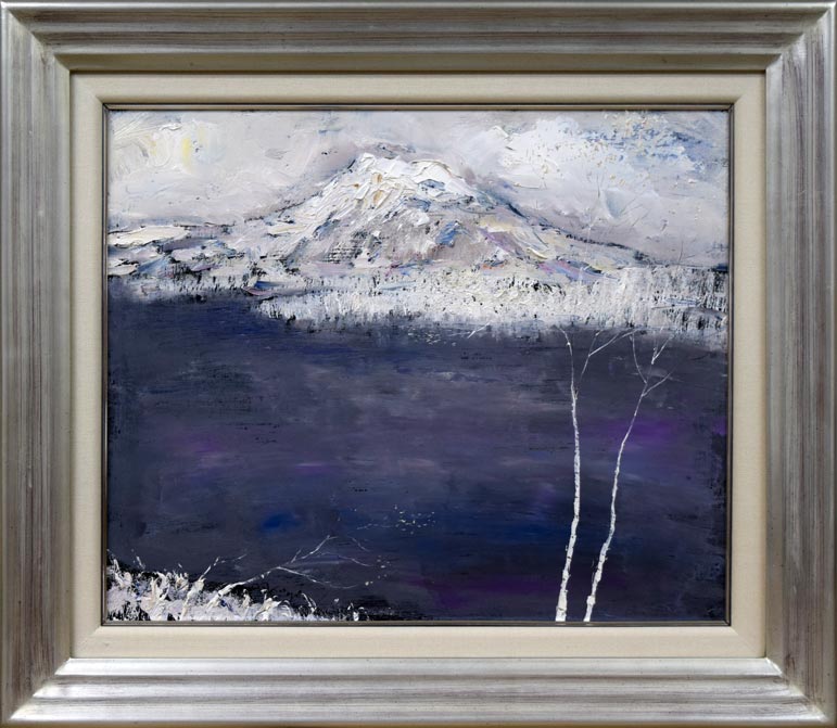 片山弘明「初冬の阿寒湖(北海道)」油絵・F8号