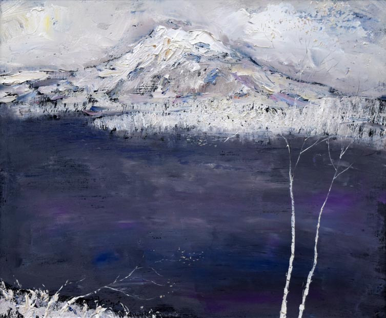 片山弘明「初冬の阿寒湖（北海道）」油絵・F8号　作品全体画像