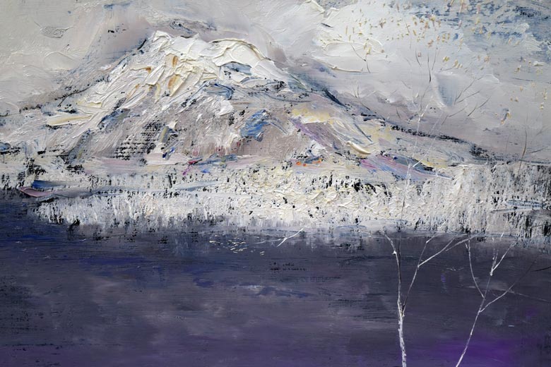 片山弘明「初冬の阿寒湖(北海道)」油絵・F8号 拡大部分1