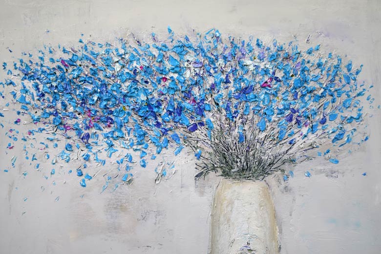 片山弘明「青い花」油絵・F12号 拡大部分1