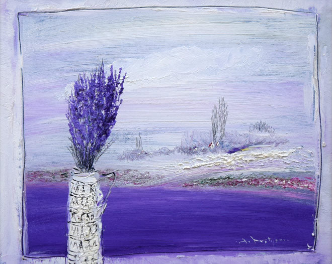 片山弘明「窓辺(北の大地)」油絵・F3号 作品全体拡大画像