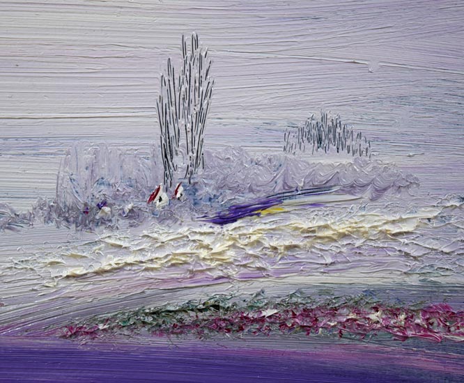 片山弘明「窓辺(北の大地)」油絵・F3号 拡大画像2