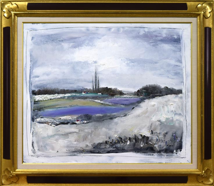 片山弘明「北の風景(富良野ラベンダー)」油絵・F20号