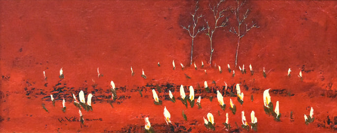 片山弘明「湿原(水芭蕉)」油絵・変形12号 作品全体拡大画像