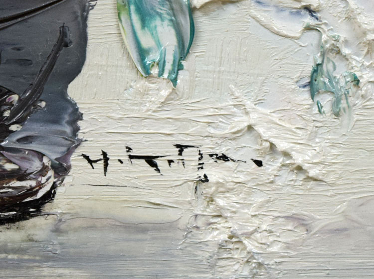 片山弘明「つる薔薇」油絵・F6号 サイン部分