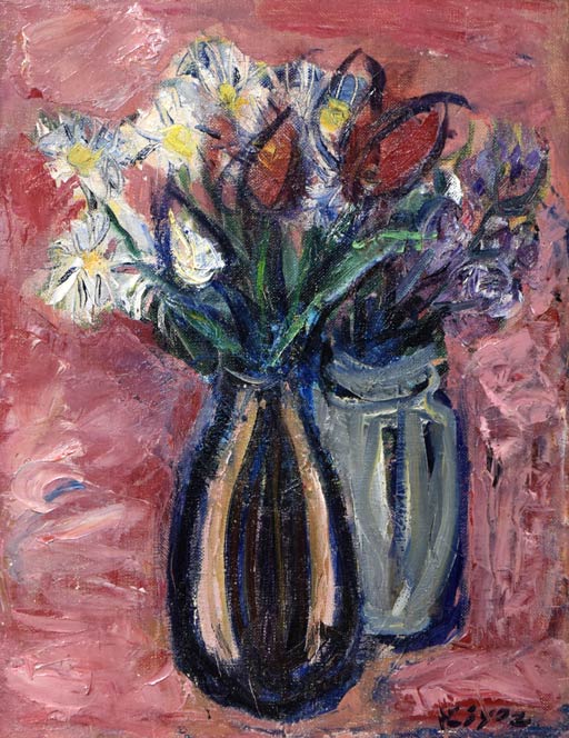 加藤清江「花」油絵・F6号 作品全体拡大画像