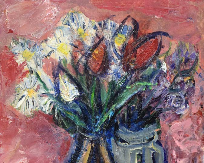 加藤清江「花」油絵・F6号 拡大画像1