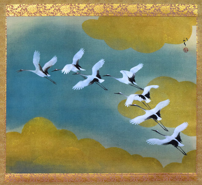 川端龍子「虹の如く」複製工芸掛軸・共箱 作品部分拡大画像