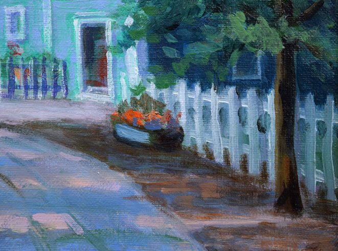 川村正男「青い家並」油絵・F6号 拡大画像4