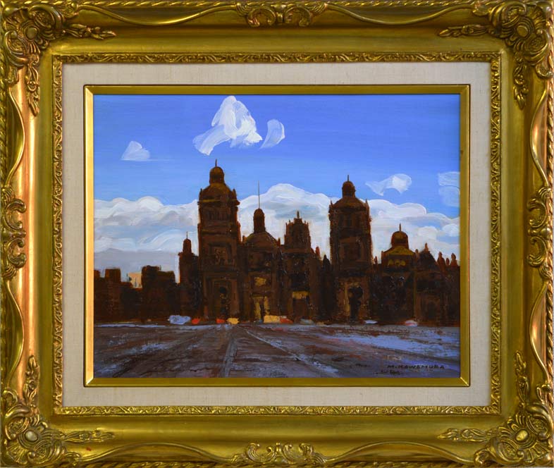 川村正男「メキシコ暮色」油絵・F6号