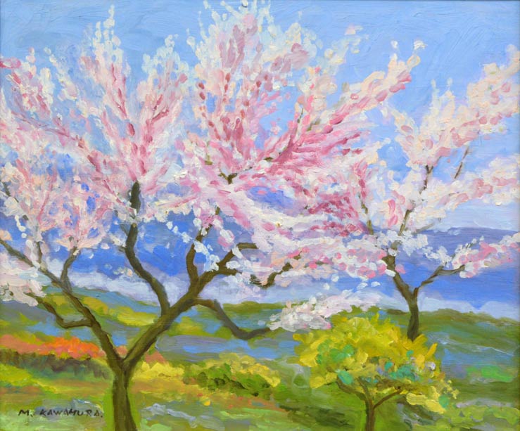 川村正男「桜」油絵・F8号 拡大部分