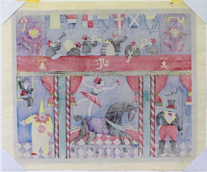 川西英「曲馬団」木版画 作品裏側画像