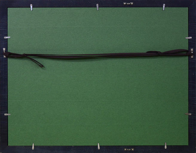 川西英「曲馬団」木版画 額縁裏側画像