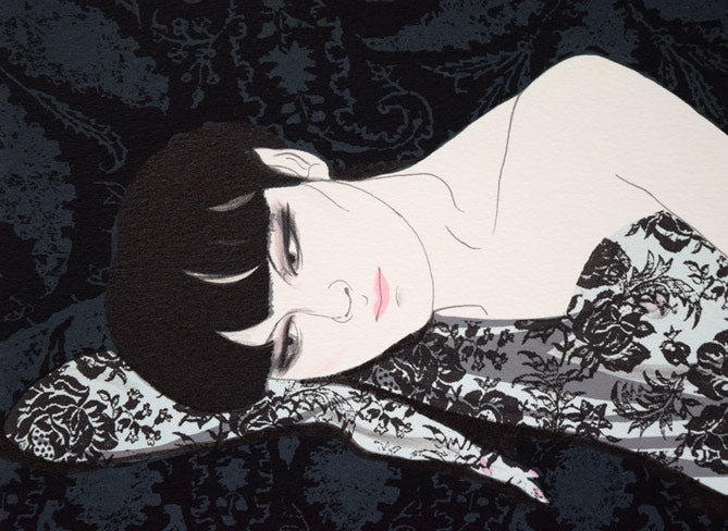 加山又造「レースの裸婦2」リトグラフ 拡大画像1