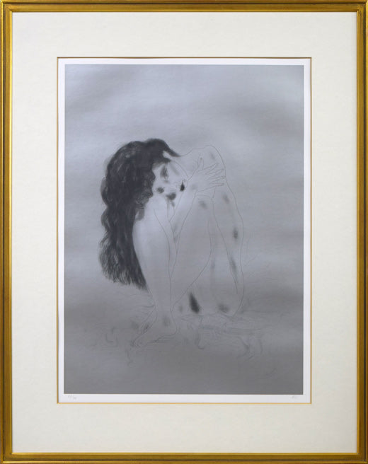 加山又造「うずくまる女」リトグラフ