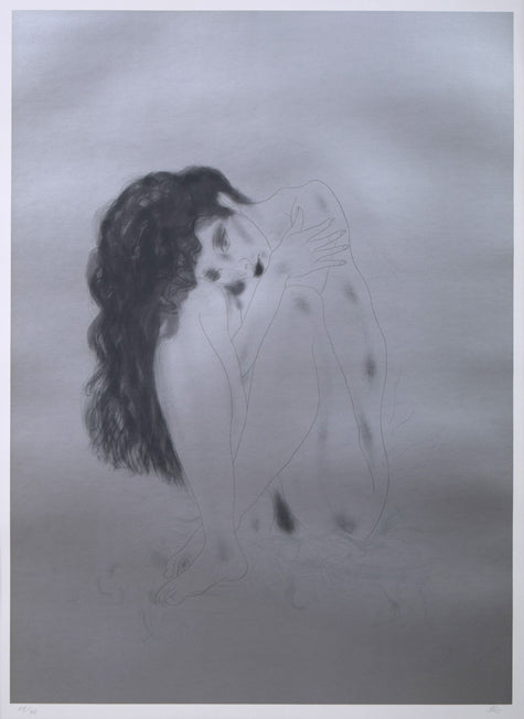 加山又造「うずくまる女」リトグラフ 作品全体拡大画像