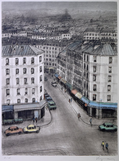 風間完「街(A)」リトグラフ 作品全体拡大画像