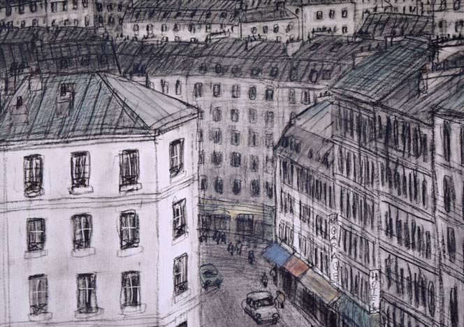 風間完「街(A)」リトグラフ 拡大画像2