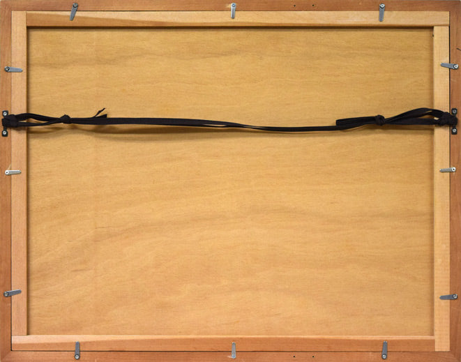 風間完「女の横顔」肉筆鉛筆・墨画 額縁裏側画像