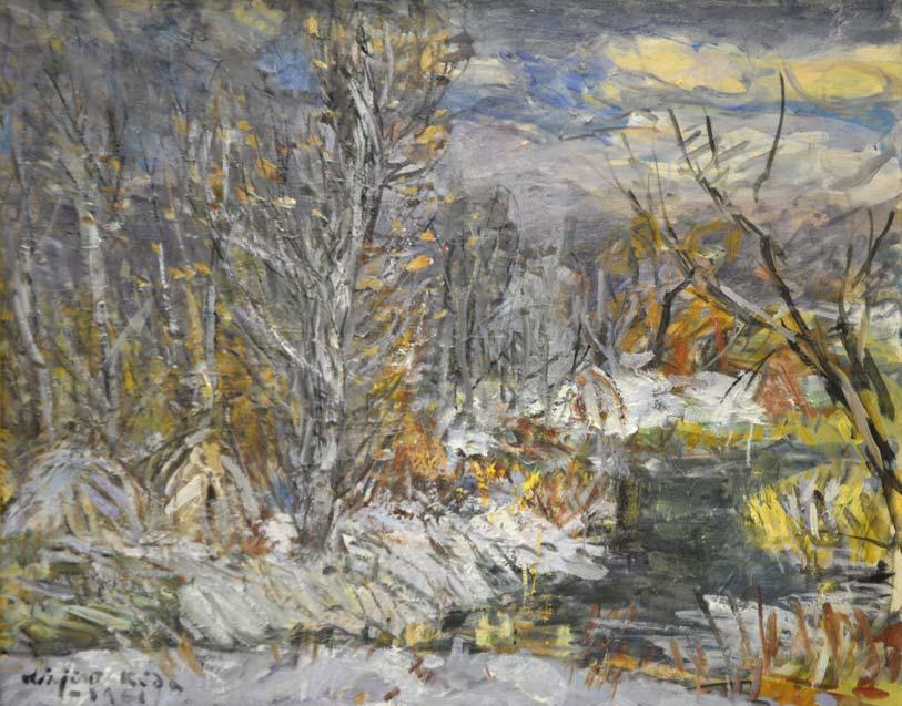 木田金次郎「疎林」油絵・F30号・1961年作 拡大部分
