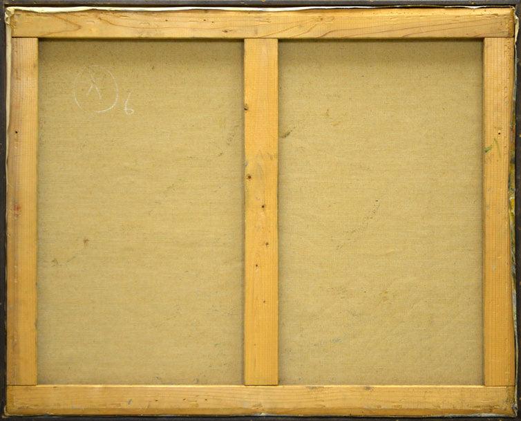 木田金次郎「疎林」油絵・F30号・1961年作 裏書き部分