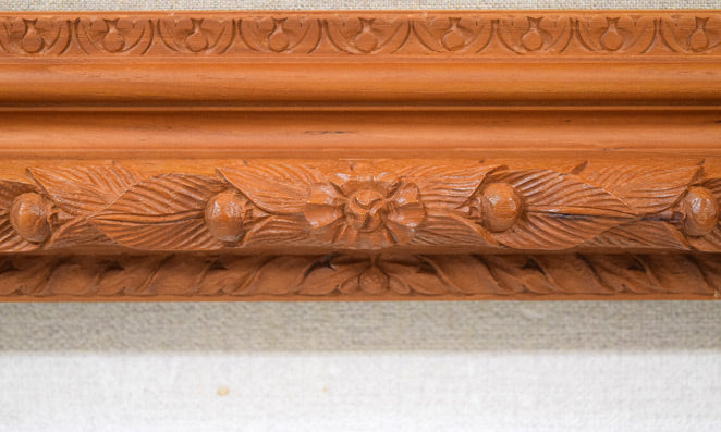 木田金次郎「蜜柑」油絵・F4号 額縁拡大画像2(手彫り)