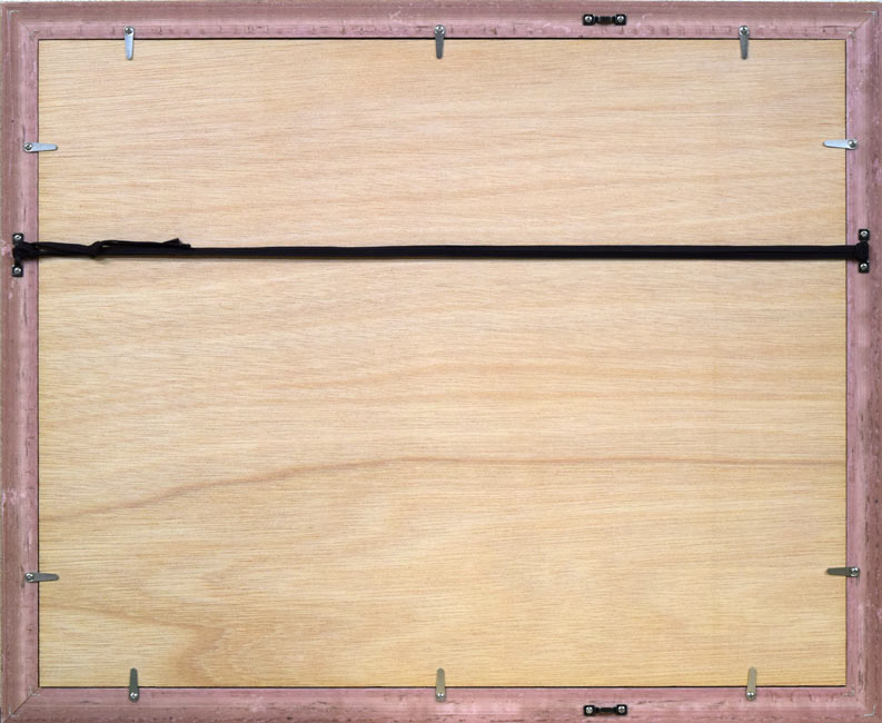 木島務「釧路・幣舞橋(案内状原画作品)」水墨画 額縁裏側部分