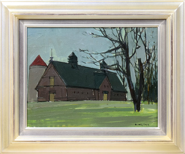 木嶋良治「サイロのある風景」油絵・F6号