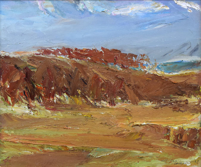 菊地又男「晩秋」油絵・F8号 作品全体拡大画像