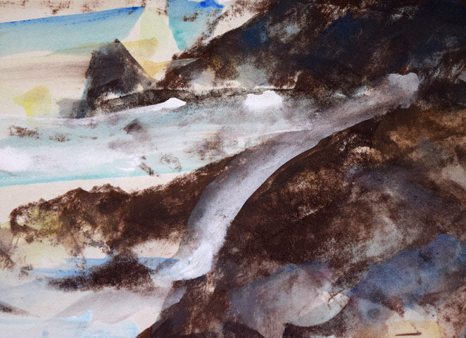 菊地又男「エリモ岬」水彩画 拡大画像2