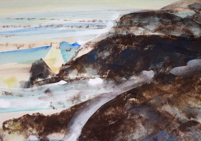 菊地又男「エリモ岬」水彩画 拡大画像1