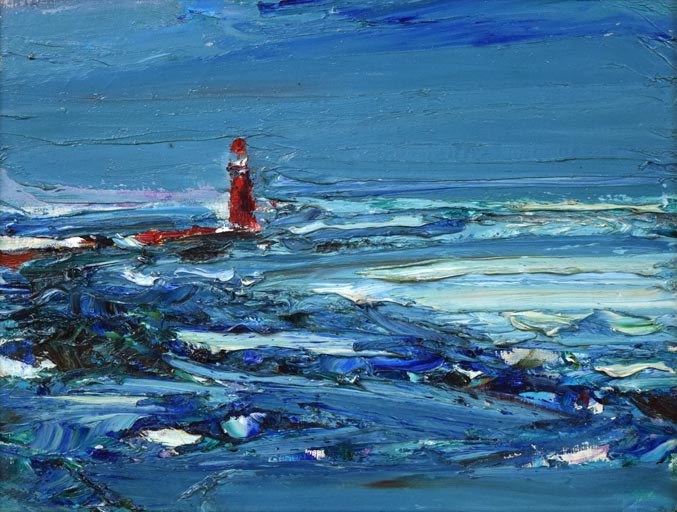 菊地又男「冬の網走港」油絵・F6号 作品全体拡大画像