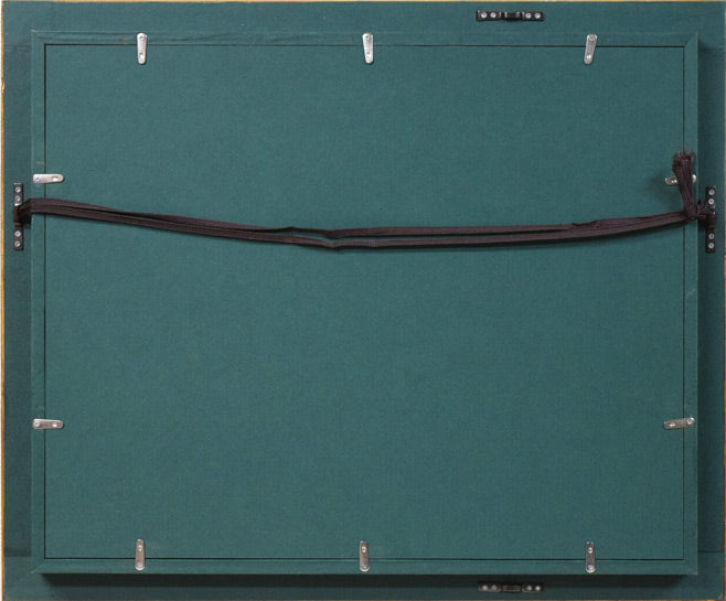 菊地又男「冬の網走港」油絵・F6号 額縁裏側画像