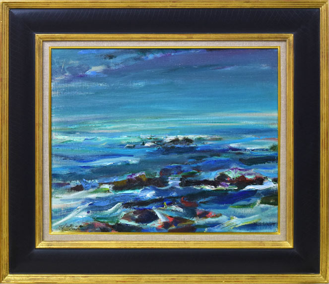 菊地又男「エリモの朝」油絵・F8号